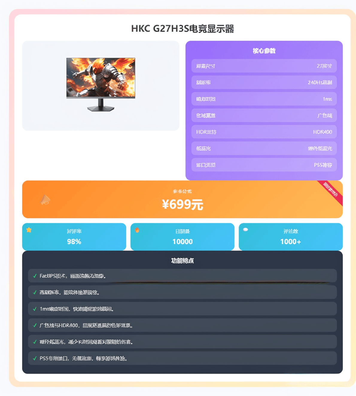 ？这10款爆火优缺点大揭秘速来围观！开元棋牌网站HKC显示器哪款值得入手(图1)